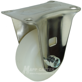 3" x 1-1/4" White Polyolefin Stainless Steel Rigid Caster (Matching Caster for Sealed Swivel Caster) - 250 Lbs Capacity
