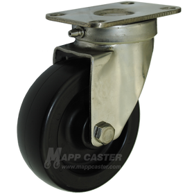 4" x 1-1/4" Heavy Duty Plastic Stainless Steel Sealed Swivel Caster - 350 Lbs Capacity