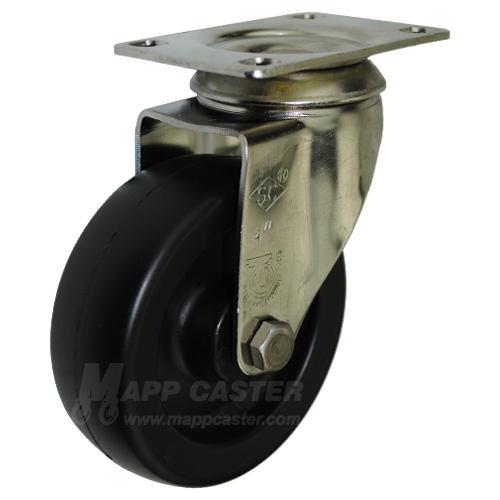 4" x 1-1/4" Heavy Duty Plastic Stainless Steel Swivel Caster - 350 Lbs Capacity