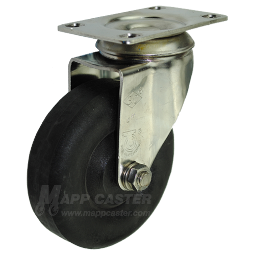 4" x 1-3/8" High Temp Nylon Stainless Steel Sealed Swivel Caster - 350 Lbs Capacity