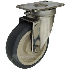 4" x 1-1/4" Thermoplastic Rubber Stainless Steel Sealed Swivel Caster - 250 Lbs. Capacity