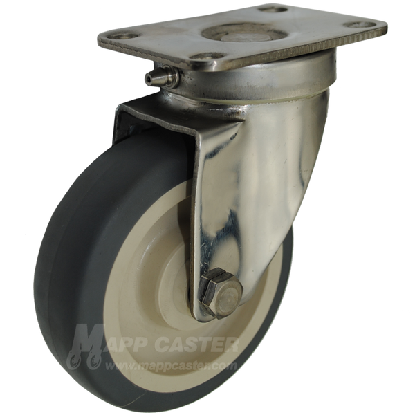 4" x 1-1/4" Thermoplastic Rubber Stainless Steel Sealed Swivel Caster - 250 Lbs. Capacity