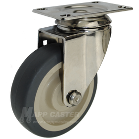 4" x 1-1/4" Thermoplastic Rubber Stainless Steel Swivel Caster - 250 Lbs. Capacity