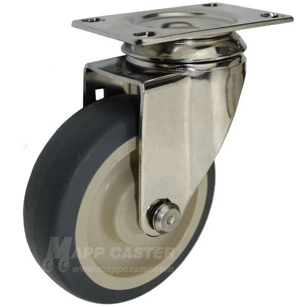 4" x 1-1/4" Thermoplastic Rubber Stainless Steel Swivel Caster - 250 Lbs. Capacity