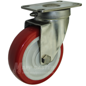 4" x 1-1/4" Polyurethane Wheel Stainless Steel Sealed Swivel Caster - 350 Lbs Capacity