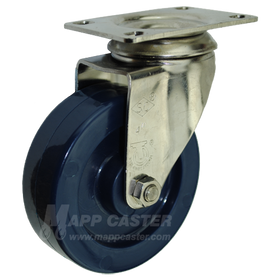 4" x 1-1/4" Solid Polyurethane Stainless Steel Swivel Caster - 350 Lbs. Capacity