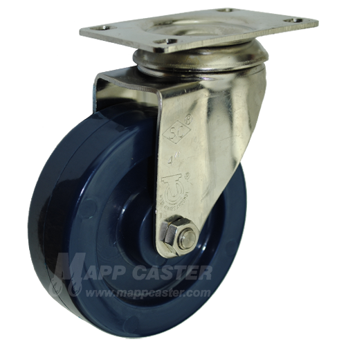 4" x 1-1/4" Solid Polyurethane Stainless Steel Swivel Caster (Matching Caster for Total Locking Caster) - 350 Lbs. Capacity