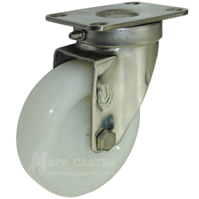 4" x 1-1/4" White Polyolefin Stainless Steel Sealed Swivel Caster - 300 Lbs. Capacity