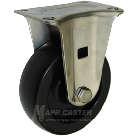 4" x 1-1/4" Heavy Duty Plastic Stainless Steel Rigid Caster (Matching Caster for Total Locking Swivel Caster) - 350 Lbs Capacity