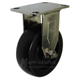 4" x 1-1/4" Heavy Duty Plastic Stainless Steel Rigid Caster  - 350 Lbs Capacity
