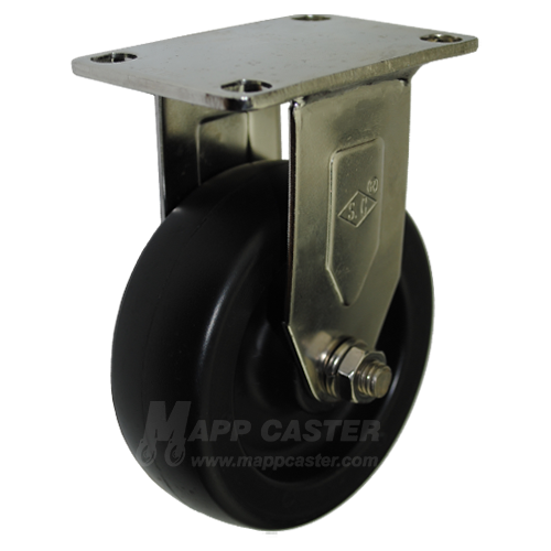 4" x 1-1/4" Heavy Duty Plastic Stainless Steel Rigid Caster  - 350 Lbs Capacity