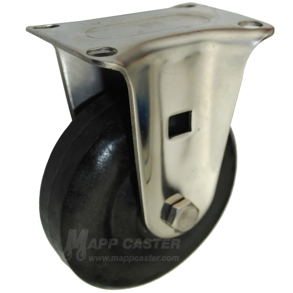 4" x 1-3/8" High Temp Nylon Stainless Steel Rigid Caster (Matching Caster for Total Locking Swivel Caster) - 350 Lbs Capacity
