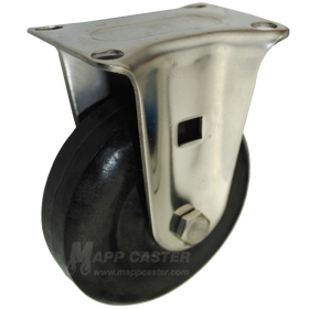 4" x 1-3/8" High Temp Nylon Stainless Steel Rigid Caster (Matching Rigid Caster for Sealed Swivel Casters) - 350 Lbs Capacity