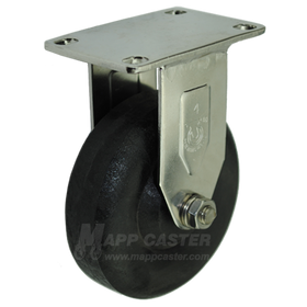 4" x 1-3/8" High Temp Nylon Stainless Steel Rigid Caster - 350 Lbs Capacity