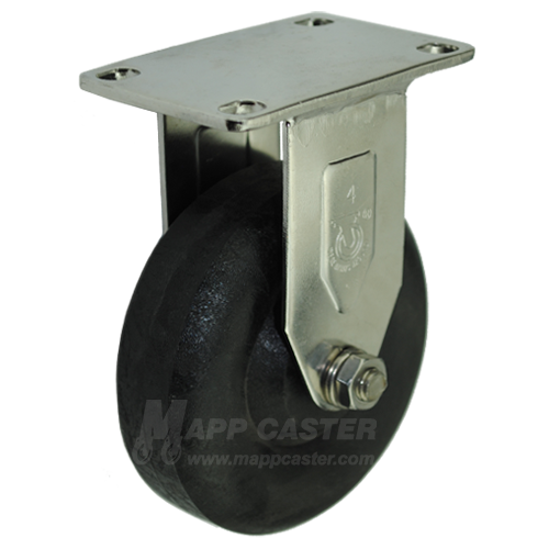 4" x 1-3/8" High Temp Nylon Stainless Steel Rigid Caster - 350 Lbs Capacity