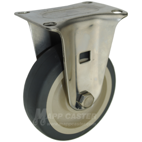 4" x 1-1/4" Thermoplastic Rubber Stainless Steel Rigid Caster (Matching Rigid Caster For Total Locking Caster) - 250 Lbs Capacity