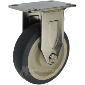 4" x 1-1/4" Thermoplastic Rubber Stainless Steel Rigid Caster - 250 Lbs Capacity