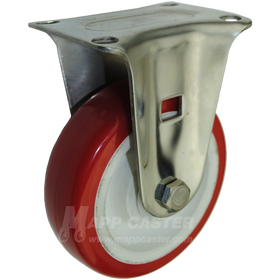 4" x 1-1/4" Polyurethane Wheel Stainless Steel Rigid Caster (Matching Rigid Caster Sealed Swivel Casters) - 350 Lbs Capacity
