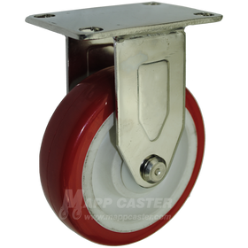 4" x 1-1/4" Polyurethane Wheel Stainless Steel Rigid Caster - 350 Lbs Capacity
