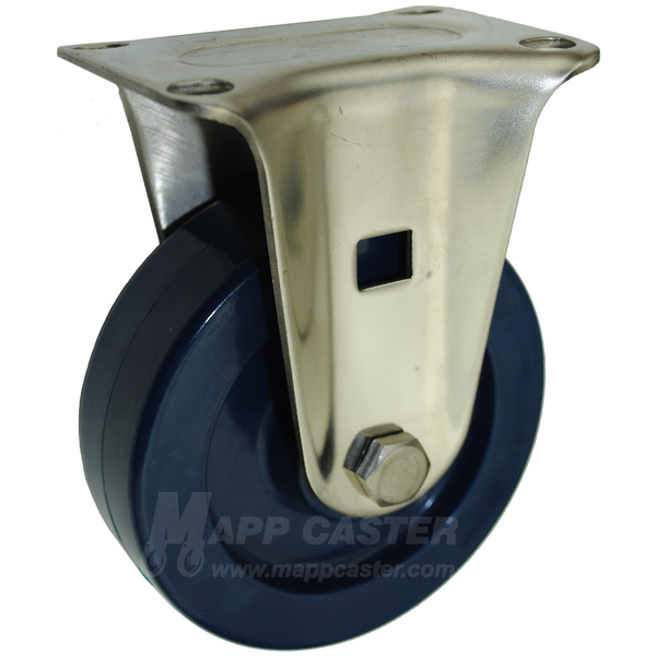 4" x 1-1/4" Solid Polyurethane Stainless Steel Rigid Caster (Matching Rigid Caster for Sealed Swivel Casters) - 350 Lbs Capacity