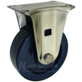 4" x 1-1/4" Solid Polyurethane Stainless Steel Rigid Caster (Matching Caster for Total Locking Swivel Caster)  - 350 Lbs Capacity
