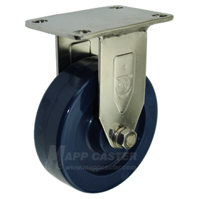 4" x 1-1/4" Solid Polyurethane Stainless Steel Rigid Caster  - 350 Lbs Capacity