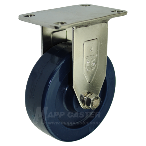 4" x 1-1/4" Solid Polyurethane Stainless Steel Rigid Caster  - 350 Lbs Capacity