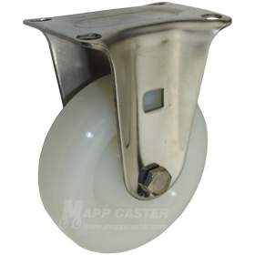 4" x 1-1/4" White Polyolefin Stainless Steel Rigid Caster (Matching Rigid Caster for Total Locking Caster) - 300 Lbs Capacity