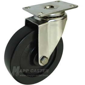 5" x 1-1/4" Heavy Duty Plastic Stainless Steel Swivel Caster - 350 Lbs. Capacity