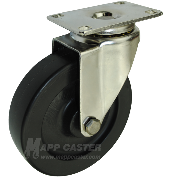 5" x 1-1/4" Heavy Duty Plastic Stainless Steel Swivel Caster - 350 Lbs. Capacity