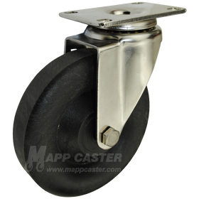 5" x 1-3/8" High Temp Nylon Wheel Stainless Steel Swivel Caster - 350 Lbs Capacity