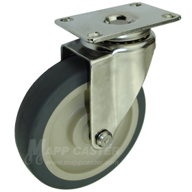 5" x 1-1/4" Thermoplastic Rubber Stainless Steel Swivel Caster - 250 Lbs. Capacity