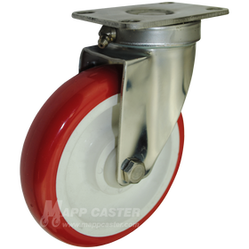 5" x 1-1/4" Polyurethane Stainless Steel Sealed Swivel Caster - 350 Lbs. Capacity