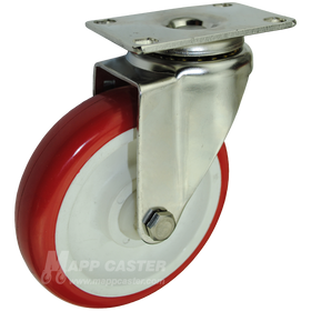 5" x 1-1/4" Polyurethane Stainless Steel Swivel Caster (Matching Swivel Caster For Total Locking Caster) - 350 Lbs Capacity
