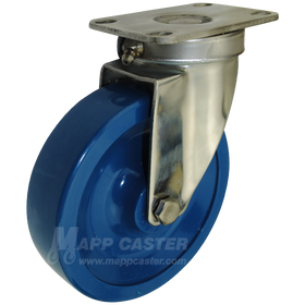 5" x 1-1/4" Solid Polyurethane Stainless Steel Sealed Swivel Caster - 350 Lbs. Capacity