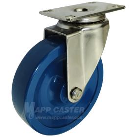 5" x 1-1/4" Solid Polyurethane Stainless Steel Swivel Caster (Matching Caster With Total Locking Caster) - 350 Lbs. Capacity