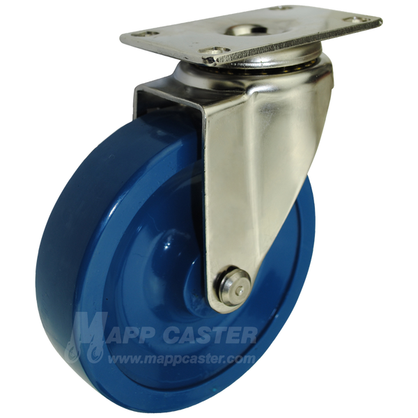 5" x 1-1/4" Solid Polyurethane Stainless Steel Swivel Caster (Matching Caster With Total Locking Caster) - 350 Lbs. Capacity