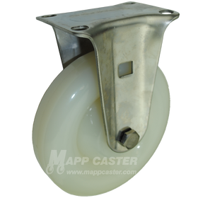 5" x 1-1/4" White Polyolefin Steel Rigid Caster (Matching Caster for Total Locking Swivel Caster) - 350 Lbs Capacity