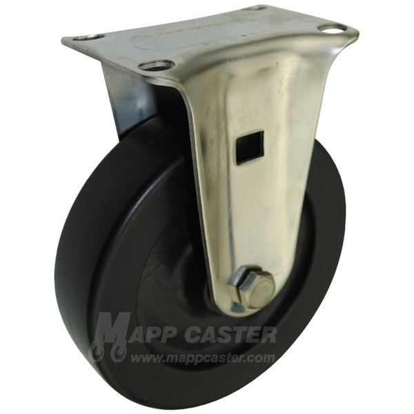 5" x 1-1/4" Heavy Duty Plastic Stainless Steel Rigid Caster (Matching Caster for Total Locking Swivel Caster)- 350 Lbs Capacity