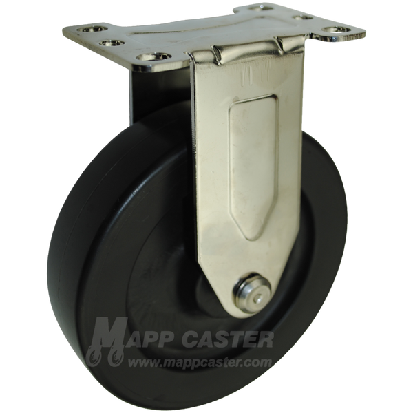 5" x 1-1/4" Heavy Duty Plastic Stainless Steel Rigid Caster - 350 Lbs Capacity