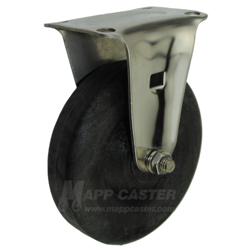 5" x 1-3/8" High Temp Nylon Wheel Stainless Steel Rigid Caster (Matching Caster for Total Locking Swivel Caster) - 350 Lbs Capacity