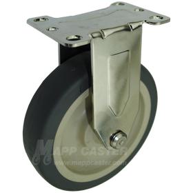5" x 1-1/4" Thermoplastic Rubber Stainless Steel Rigid Caster - 250 Lbs Capacity