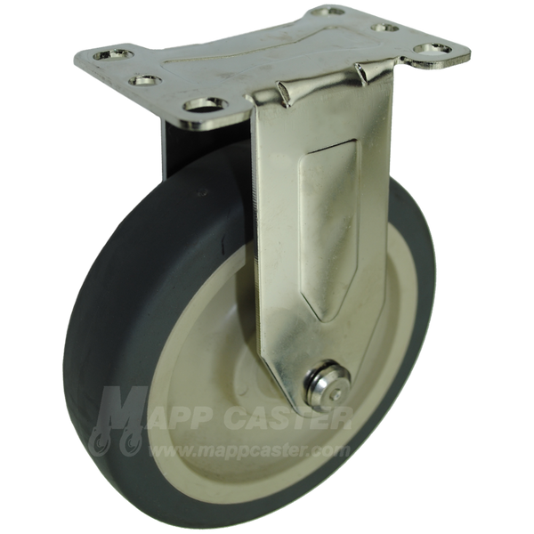 5" x 1-1/4" Thermoplastic Rubber Stainless Steel Rigid Caster - 250 Lbs Capacity