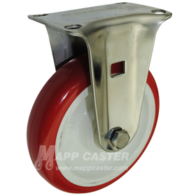 5" x 1-1/4" Polyurethane Stainless Steel Rigid Caster (Matching caster for Total Locking Swivel Caster) - 350 Lbs. Capacity