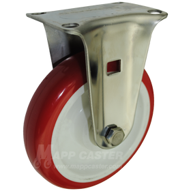 5" x 1-1/4" Polyurethane Stainless Steel Rigid Caster (Matching Rigid Caster for Sealed Swivel Casters) - 350 Lbs. Capacity