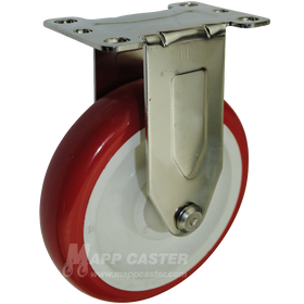 5" x 1-1/4" Polyurethane Stainless Steel Rigid Caster - 350 Lbs. Capacity