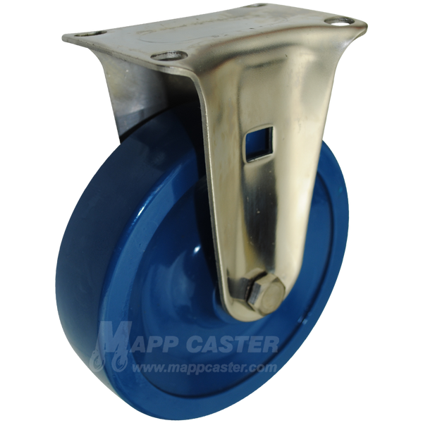 5" x 1-1/4" Solid Polyurethane Stainless Steel Rigid Caster (Matching Rigid Caster for Sealed Swivel Casters) - 350 Lbs Capacity