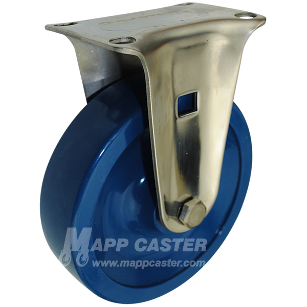 5" x 1-1/4" Solid Polyurethane Stainless Steel Rigid Caster (Matching Caster for Total Locking Swivel Caster) - 350 Lbs Capacity