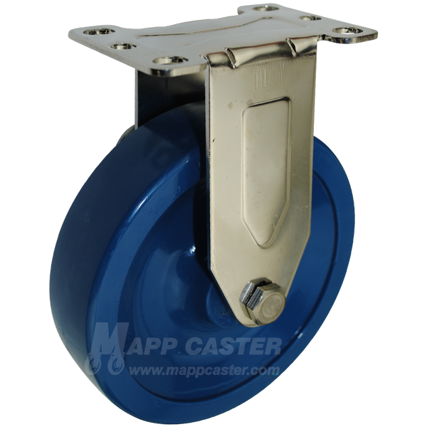 5" x 1-1/4" Solid Polyurethane Stainless Steel Rigid Caster  - 350 Lbs Capacity