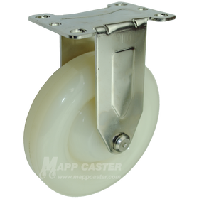 5" x 1-1/4" White Polyolefin Stainless Steel Rigid Caster - 350 Lbs Capacity